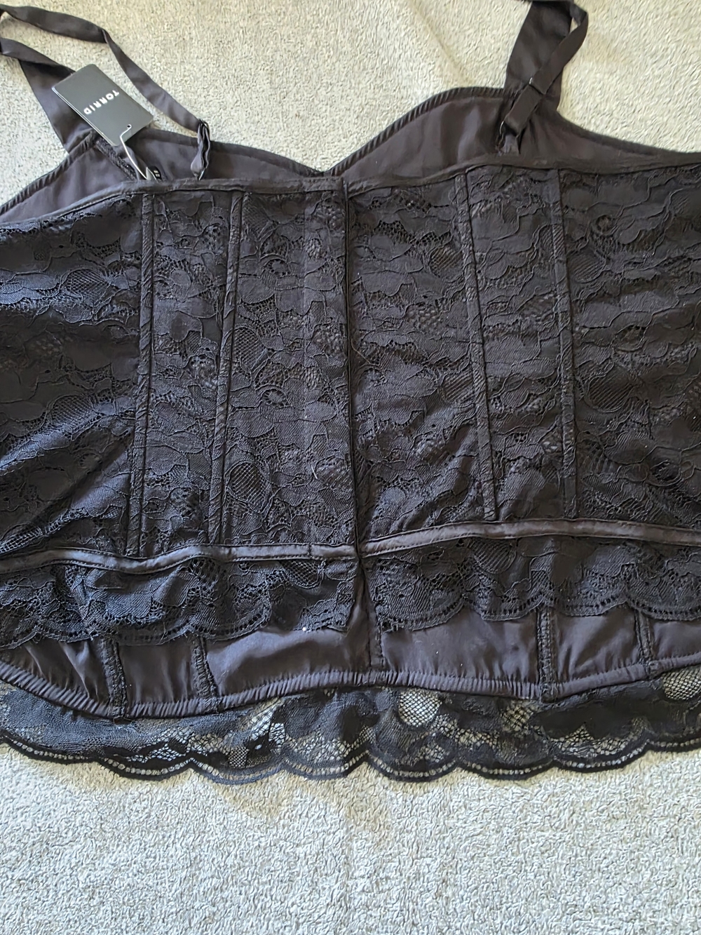 torrid Black Lace Bustier Cami with Scalloped Hem